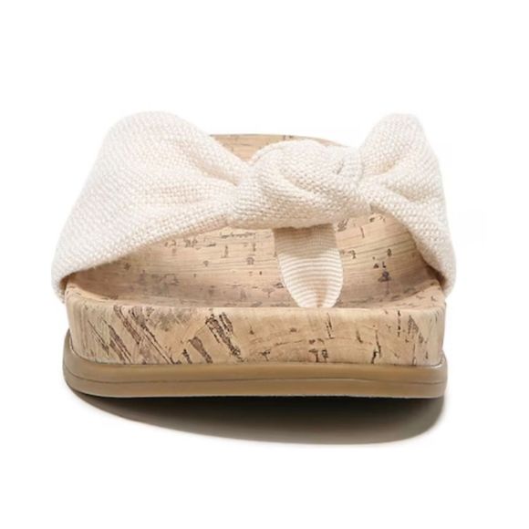 Life Stride Happy Slip On Cork Thong Sandals 11W Linen Cream Tan Flip Flop NIB - Picture 5 of 7